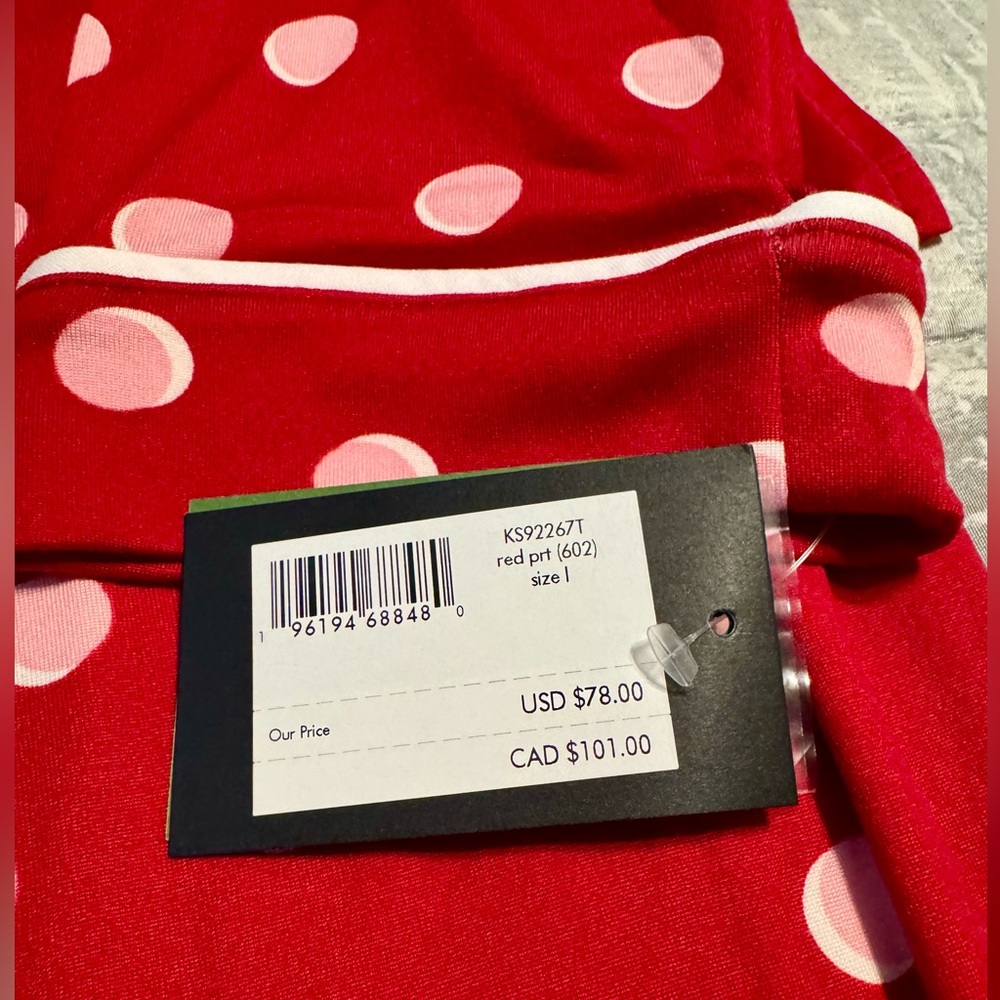 Kate Spade - NWT - Red/Pink Polka Dot Pajamas- Women’s Size Large - Picture 2 of 3